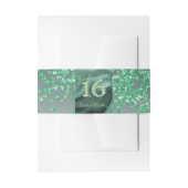 Falling Green Glitter Sweet 16, Groene Folie Uitnodigingen Wikkel (Voorkant Voorbeeld)