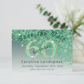 Falling Green Glitter voor 60e verjaardag Save The Date (Staand voorkant)