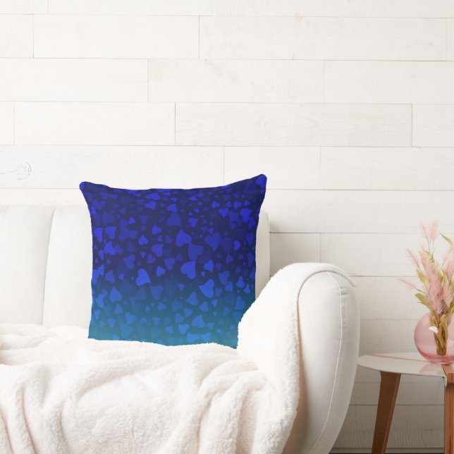 Falling Hearts Blue Kussen (Bank)