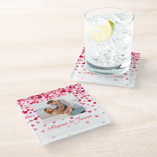 Falling Hearts Love  Glazen Onderzetter (Schuin)