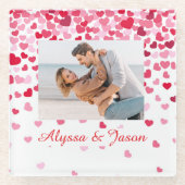 Falling Hearts Love  Glazen Onderzetter (Voorkant)