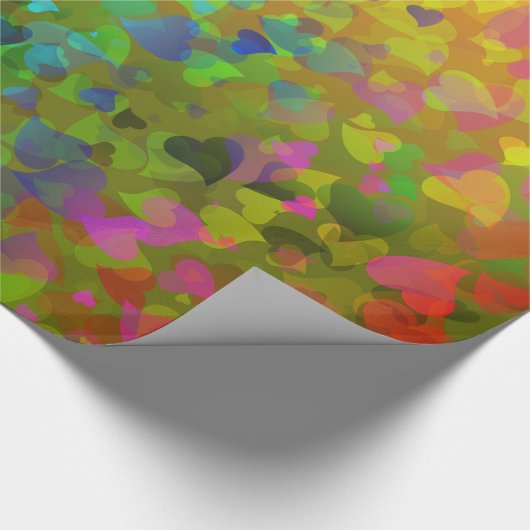 Falling Hearts Oranje Cadeaupapier (Hoek)