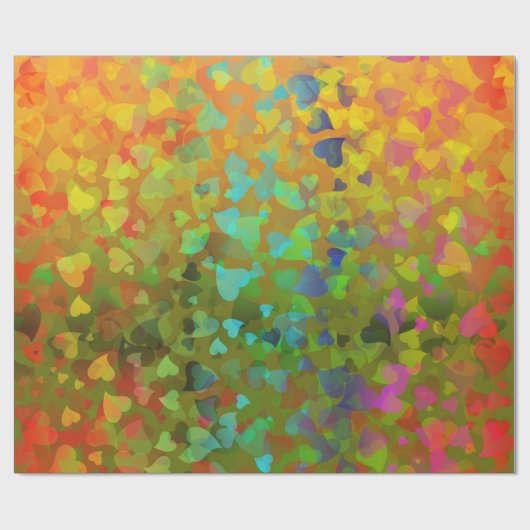 Falling Hearts Oranje Cadeaupapier (Vlak)