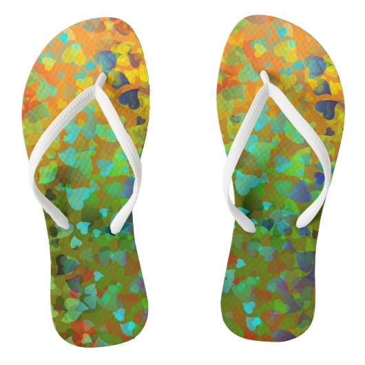 Falling Hearts Oranje Teenslippers (Voetbed)