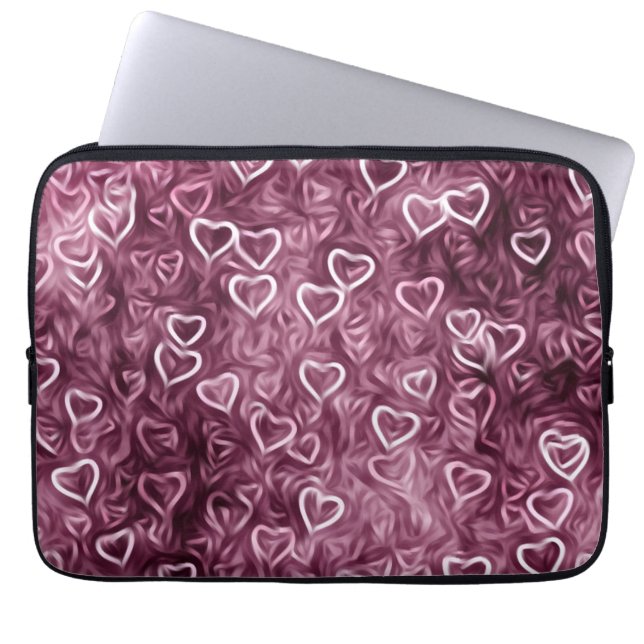 Falling Hearts - Pink Laptop Sleeve (Voorkant)