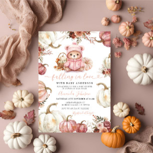 Falling in Love Autumn Pumpkin Beer Baby shower Kaart