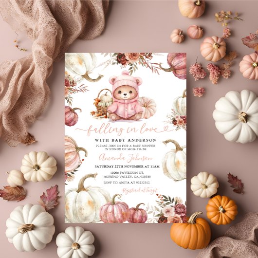Falling in Love Autumn Pumpkin Beer Baby shower Kaart