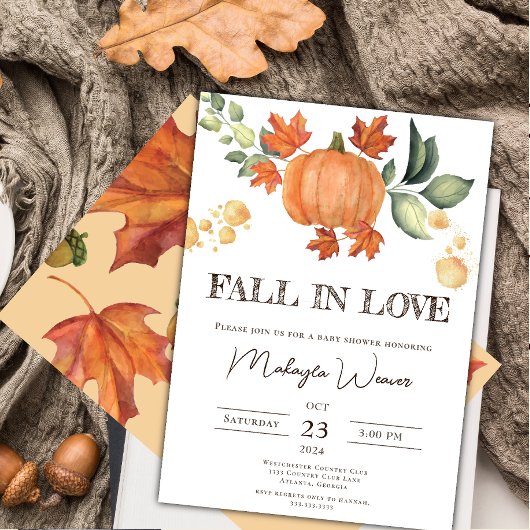 Falling in Love Bewerkbare herfst laat Baby shower Kaart
