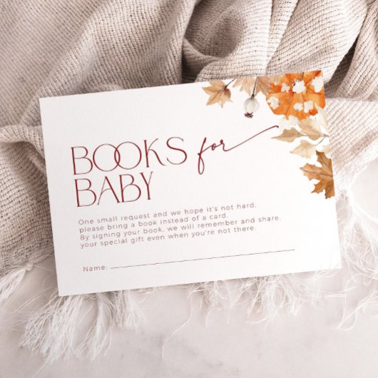 Falling in Love Books voor Baby shower Pumpkin Informatiekaartje