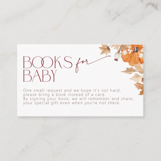 Falling in Love Books voor Baby shower Pumpkin Informatiekaartje (Voorkant)