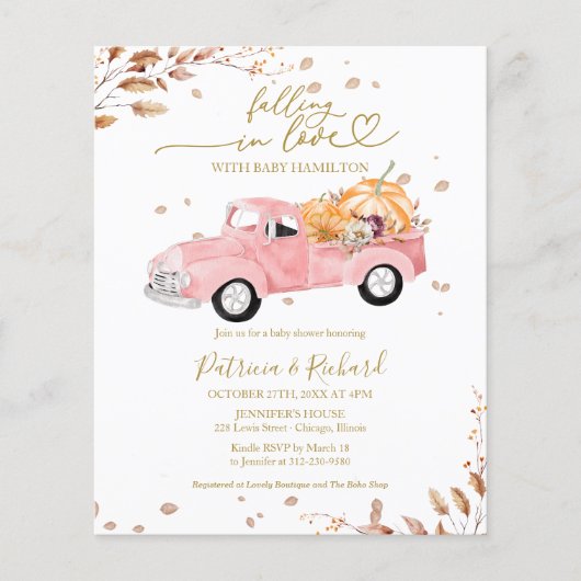 Falling in Love Budget Baby Shower Uitnodigingen Flyer (Voorkant)