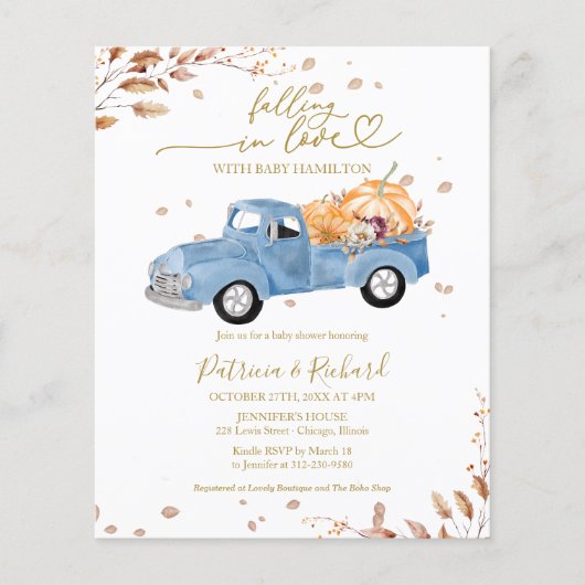 Falling in Love Budget Baby Shower Uitnodigingen Flyer (Voorkant)