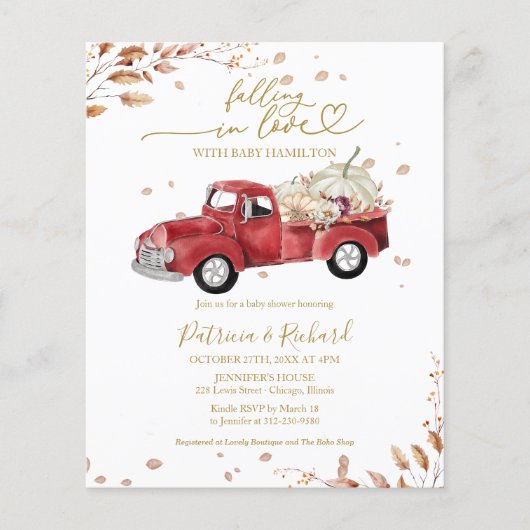 Falling in Love Budget Baby Shower Uitnodigingen Flyer (Voorkant)