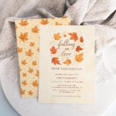 Falling In Love Fall Leaves Baby Shower Invitation Kaart
