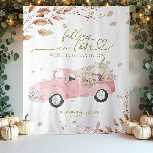 Falling In Love Girl Baby shower Achtergrond Wandkleed