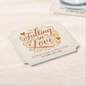 Falling in Love Modern Autumn Wedding  Kartonnen Onderzetters (Gekanteld)