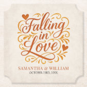 Falling in Love Modern Autumn Wedding  Kartonnen Onderzetters (Voorkant)