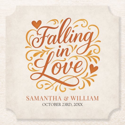 Falling in Love Modern Autumn Wedding  Kartonnen Onderzetters (Voorkant)