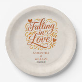 Falling in Love Modern Autumn Wedding Papieren Bordje (Voorkant)