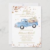 Falling in Love Pink Truck Boy Baby shower Kaart (Voorkant)