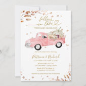 Falling in Love Pink Truck Girl Baby shower Kaart (Voorkant)