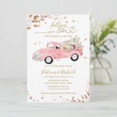 Falling in Love Pink Truck Girl Baby shower Kaart (Staand voorkant)