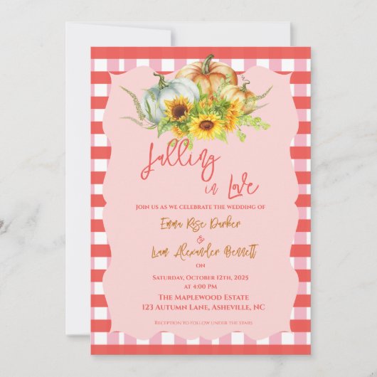 "Falling in Love" Rustic Fall Huwelijksuitnodiging (Voorkant)