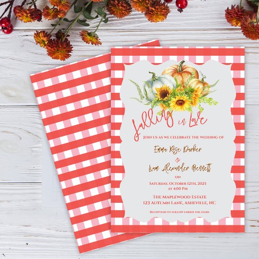 Falling in Love Rustic Fall Wedding Invitation
