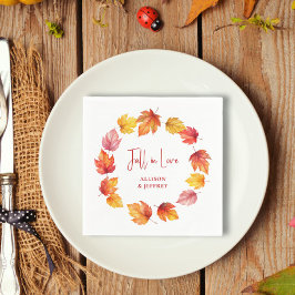 Falling Leaves Autumn Wedding Herfst verliefd Servet