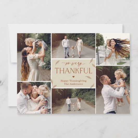 Falling Leaves Editable Color Thanksgiving Collage Feestdagenkaart (Voorkant)