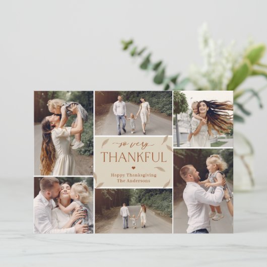 Falling Leaves Editable Color Thanksgiving Collage Feestdagenkaart (Staand voorkant)