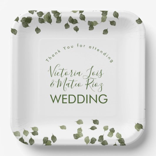 Falling Leaves Herfst Autumn Greenery Hartelijk da Papieren Bordje (Voorkant)