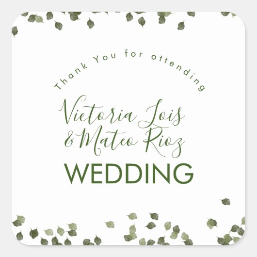 Falling Leaves Herfst Autumn Greenery Hartelijk da Vierkante Sticker (Voorkant)