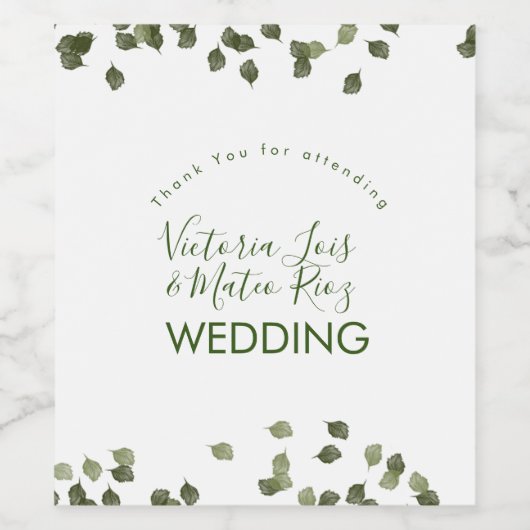 Falling Leaves Herfst Autumn Greenery Hartelijk da Wijn Etiket (Enkel label)