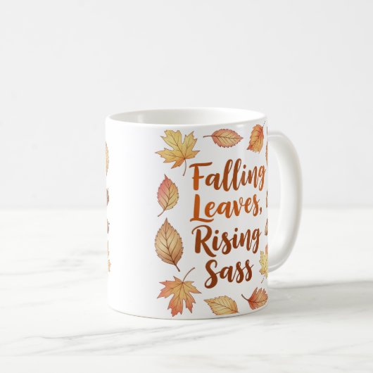 Falling Leaves Rising Sass – Funny Herfst Mok (Voorkant rechts)