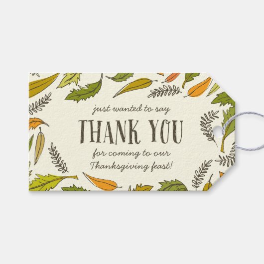 Falling Leaves Thanksgiving Dank u Cadeaulabel (Voorkant (Horizontaal))
