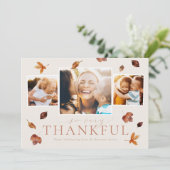 Falling Leaves Thanksgiving Photo Card Feestdagenkaart (Staand voorkant)