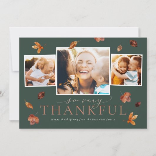 Falling Leaves Thanksgiving Photo Card Feestdagenkaart (Voorkant)