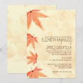 Falling Leaves Wedding Invitations Kaart (Voorkant / Achterkant)