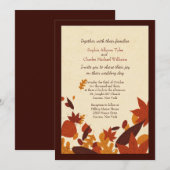 Falling Leaves Wedding Invitations Kaart (Voorkant / Achterkant)