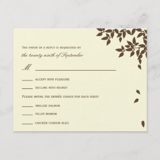 Falling Leaves Wedding RSVP/Response Cards (bruin) RSVP Kaartje