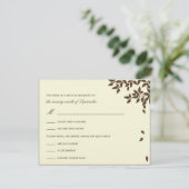 Falling Leaves Wedding RSVP/Response Cards (bruin) RSVP Kaartje (Staand voorkant)