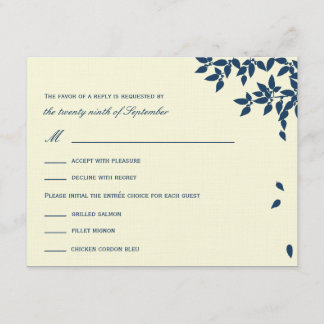 Falling Leaves Wedding RSVP/Response Cards (marine RSVP Kaartje