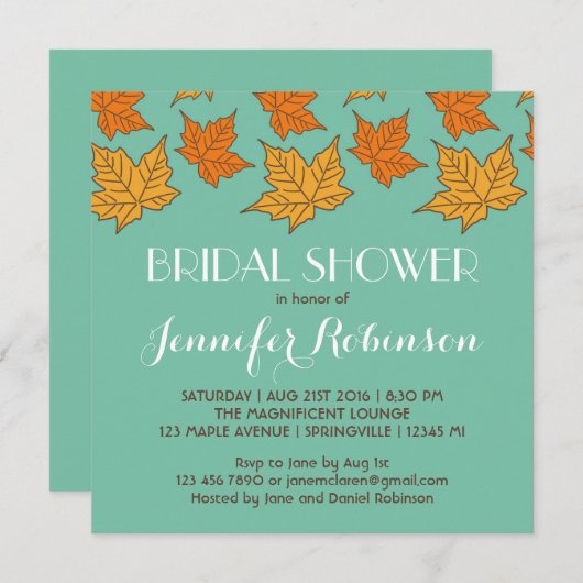 Falling Maple Leaves Bridal Shower Kaart (Voorkant / Achterkant)