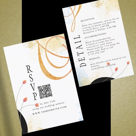 Falling Melody Poetic Watercolor Details Card RSVP Kaartje