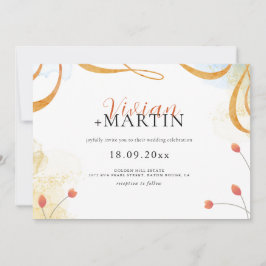 Falling Melody Poetic Watercolor Floral Wedding Kaart
