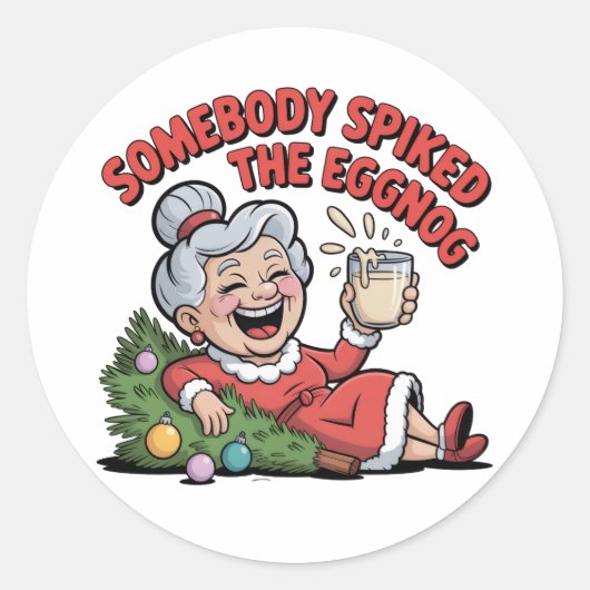 FALLING ON THE CHRISTMAS TREE  RONDE STICKER (Voorkant)