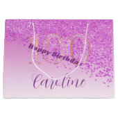  Falling Pink Glitter 100e verjaardag Groot Cadeauzakje (Voorkant)