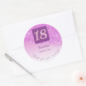 Falling Pink Glitter, 18e verjaardag Bedankt Ronde Sticker (Envelop)