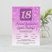 Falling Pink Glitter 18e verjaardagsfeest Kaart (Staand voorkant)